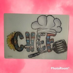 Handmade Tempered Glass  "Chef" Cutting Board